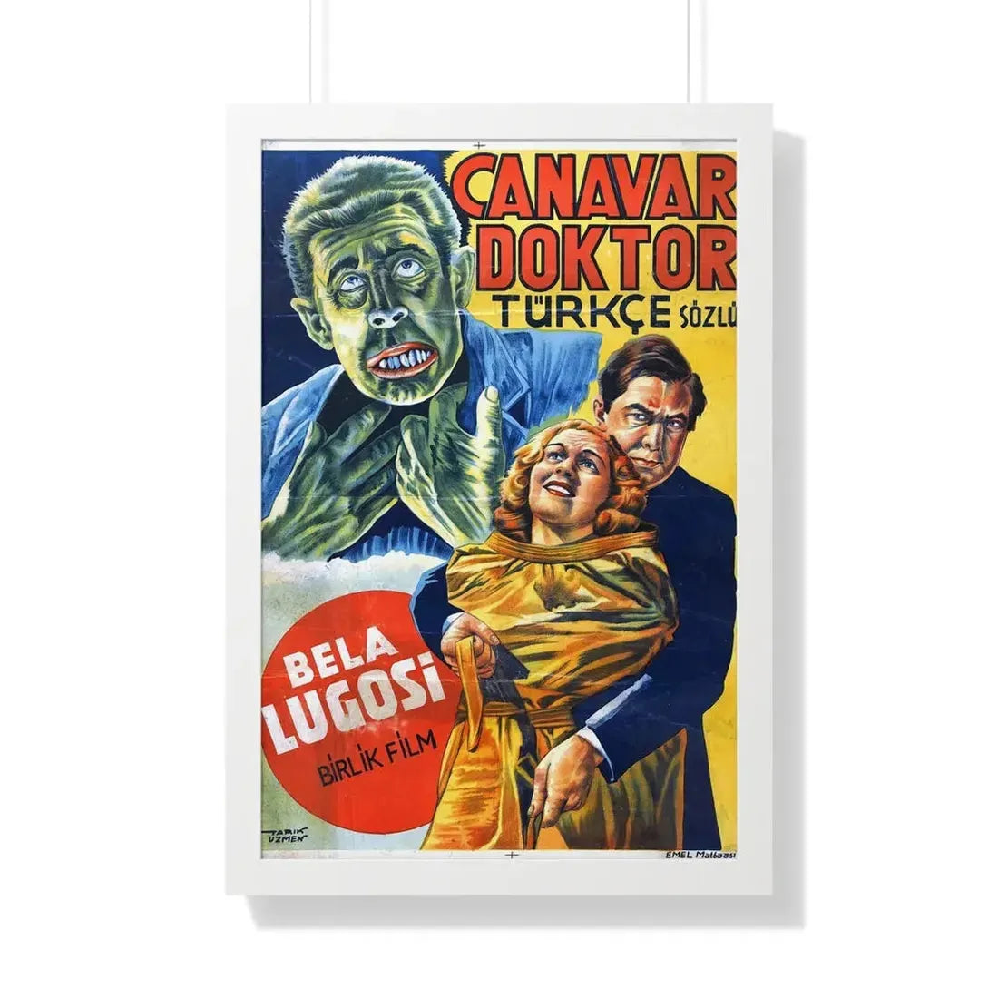 THE HUMAN MONSTER (TURKEY) 1939 - Framed Movie Poster 20" x 30" White - The Sticker Space