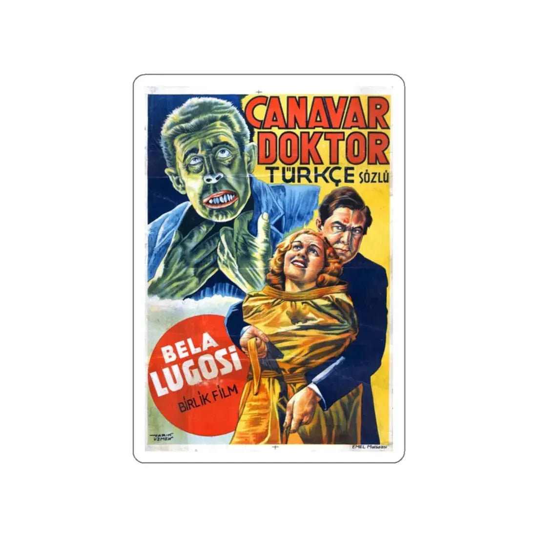 THE HUMAN MONSTER (TURKEY) 1939 Movie Poster STICKER Vinyl Die-Cut Decal 2 Inch - The Sticker Space