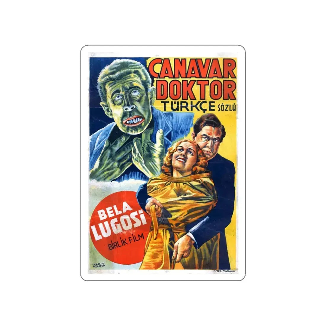 THE HUMAN MONSTER (TURKEY) 1939 Movie Poster STICKER Vinyl Die-Cut Decal 4 Inch - The Sticker Space