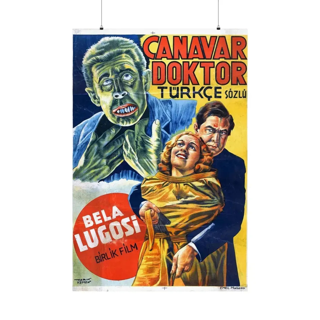 THE HUMAN MONSTER (TURKEY) 1939 - Paper Movie Poster 36" x 54" Matte - The Sticker Space