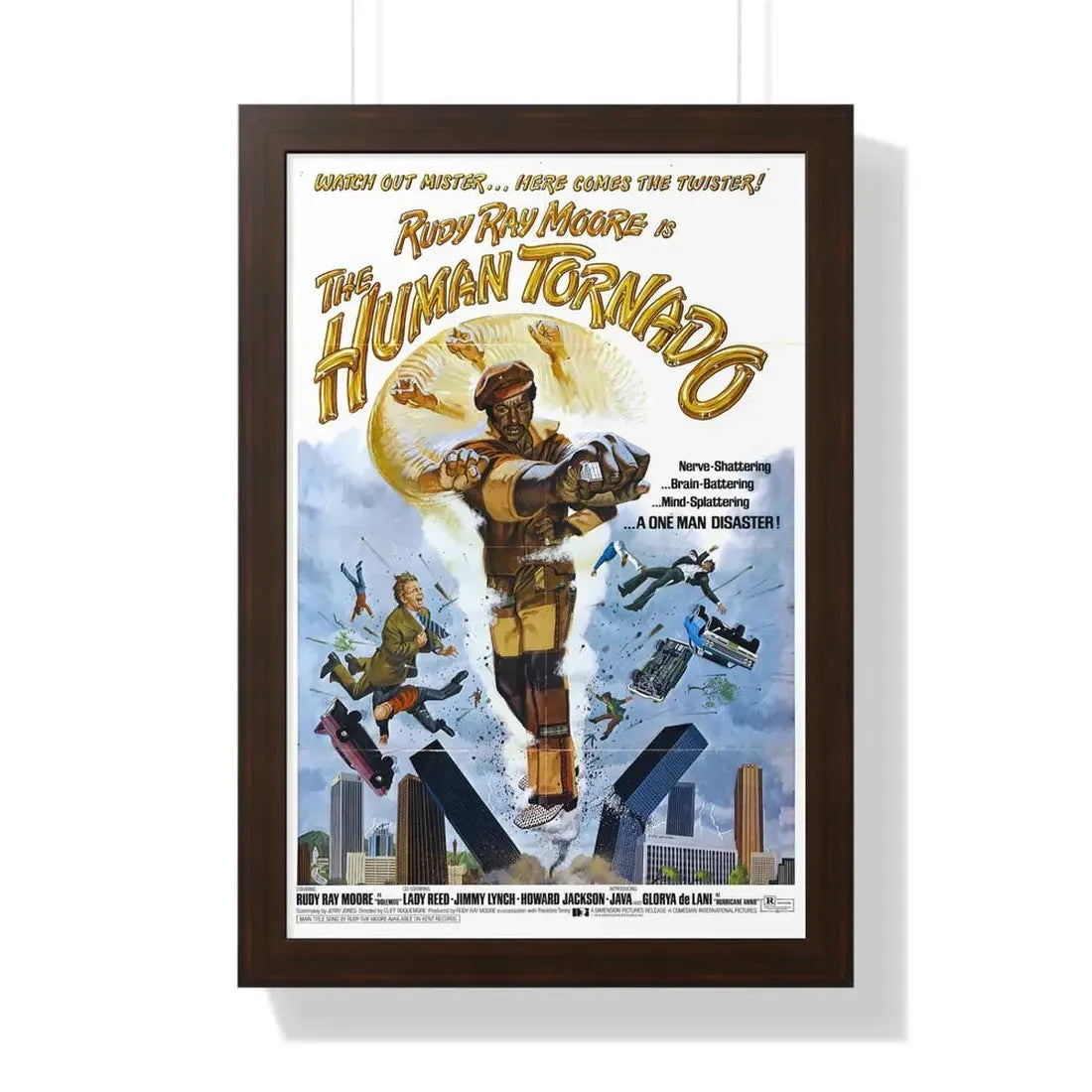 THE HUMAN TORNADO 1976 - Framed Movie Poster 16″ x 24″ Walnut - The Sticker Space