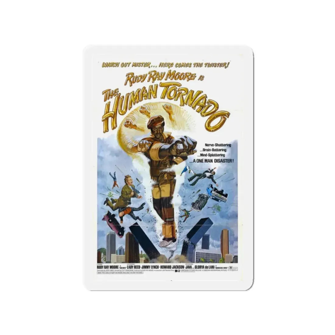 THE HUMAN TORNADO 1976 Movie Poster - Refrigerator Magnet 2 Inch Die-Cut - The Sticker Space