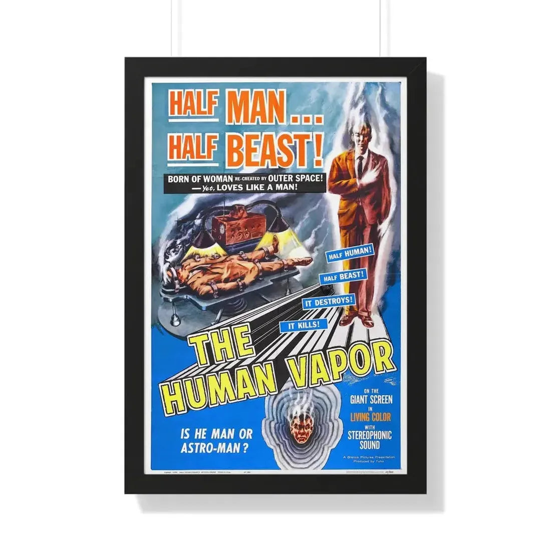 THE HUMAN VAPOR 1960 - Framed Movie Poster 20" x 30" Black - The Sticker Space