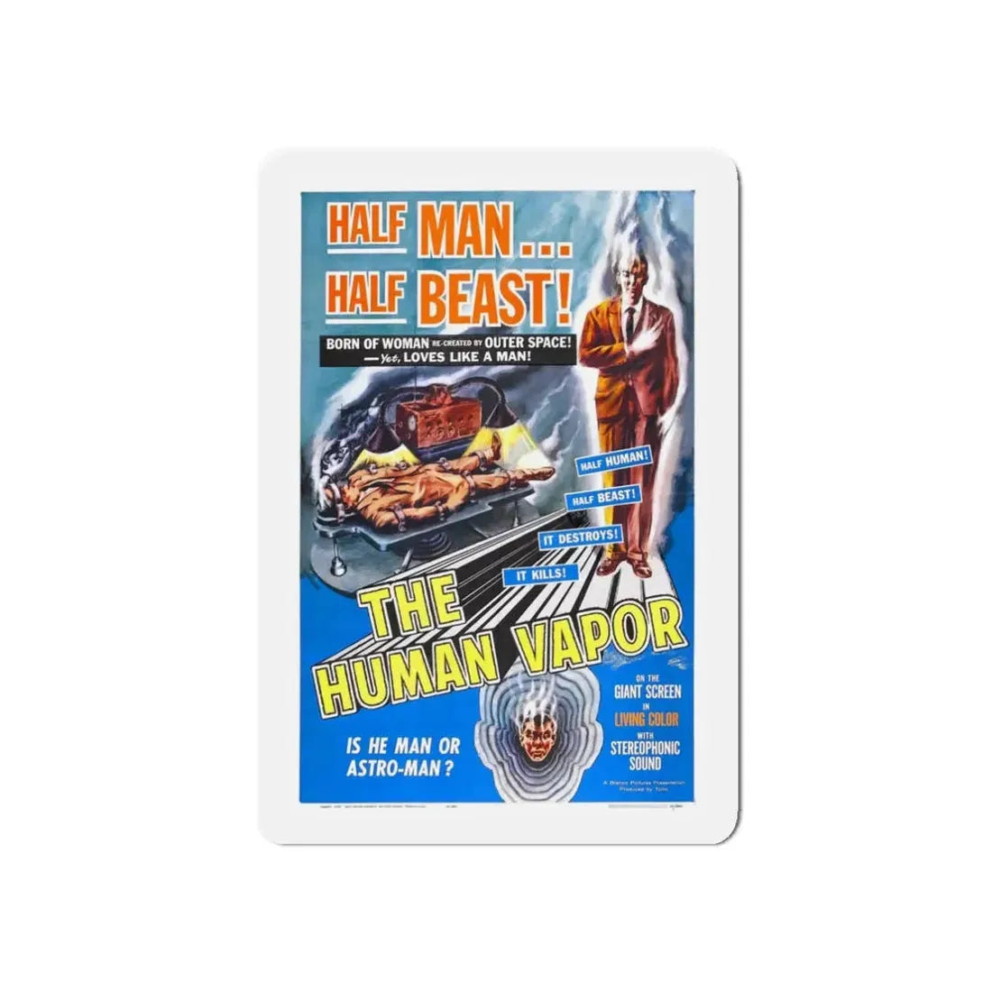 THE HUMAN VAPOR 1960 Movie Poster - Refrigerator Magnet 3 Inch Die-Cut - The Sticker Space