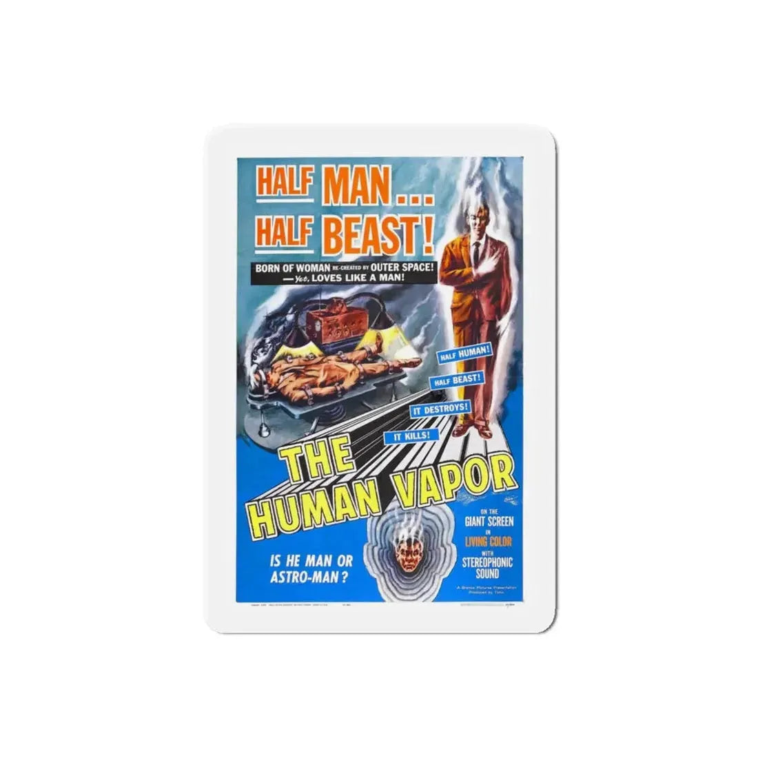 THE HUMAN VAPOR 1960 Movie Poster - Refrigerator Magnet 6 Inch Die-Cut - The Sticker Space