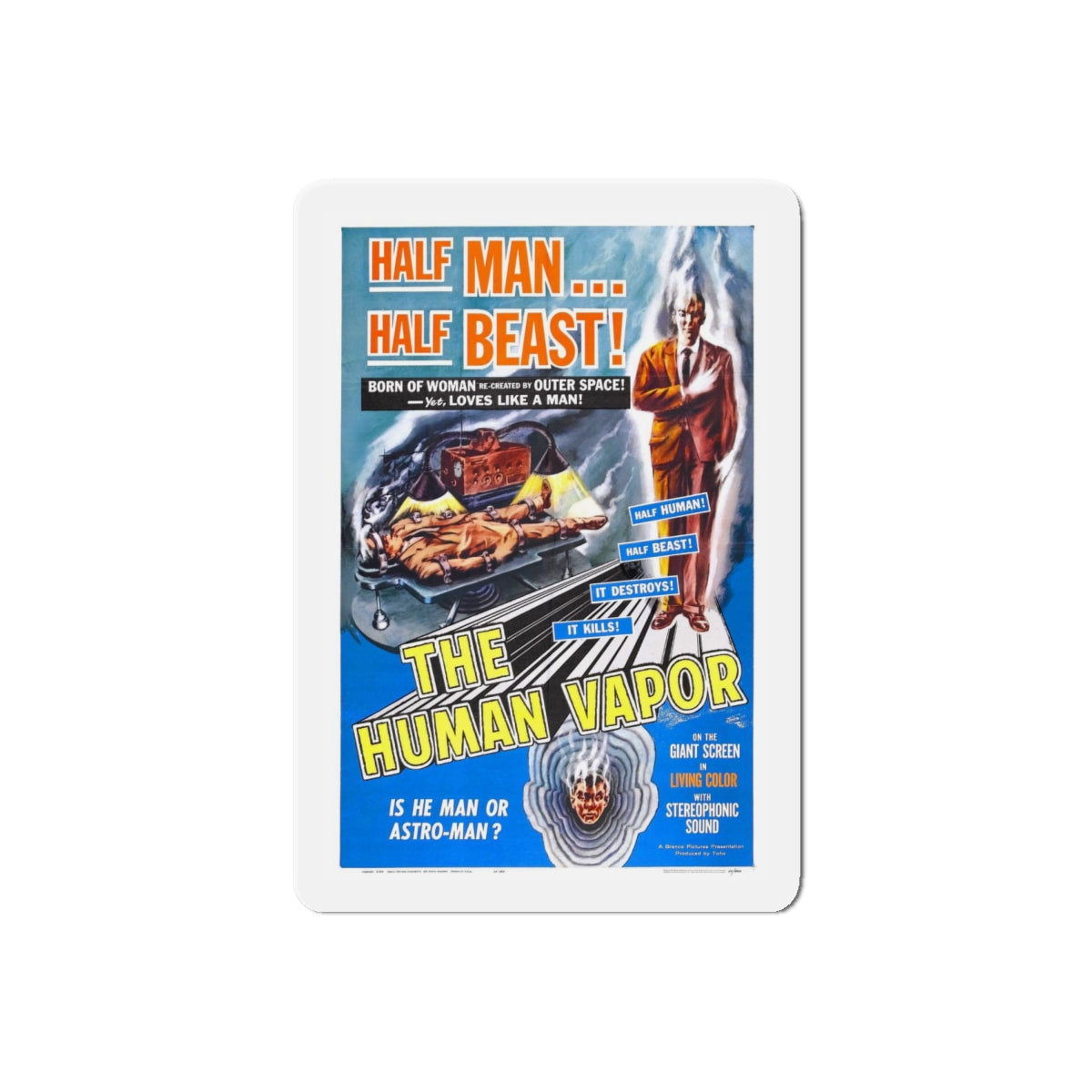 THE HUMAN VAPOR 1960 Movie Poster - Refrigerator Magnet-6" × 6"-The Sticker Space