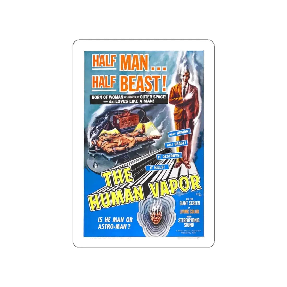 THE HUMAN VAPOR 1960 Movie Poster STICKER Vinyl Die-Cut Decal 4 Inch - The Sticker Space