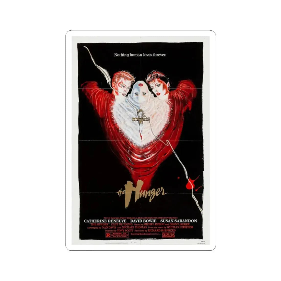 The Hunger 1983 Movie Poster - STICKER Vinyl Kiss-Cut Decal 2 Inch White - The Sticker Space