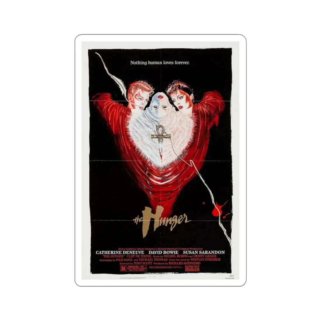 The Hunger 1983 Movie Poster - STICKER Vinyl Kiss-Cut Decal 6 Inch White - The Sticker Space