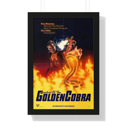 THE HUNTERS OF THE GOLDEN COBRA 1982 - Framed Movie Poster 16″ x 24″ Black - The Sticker Space