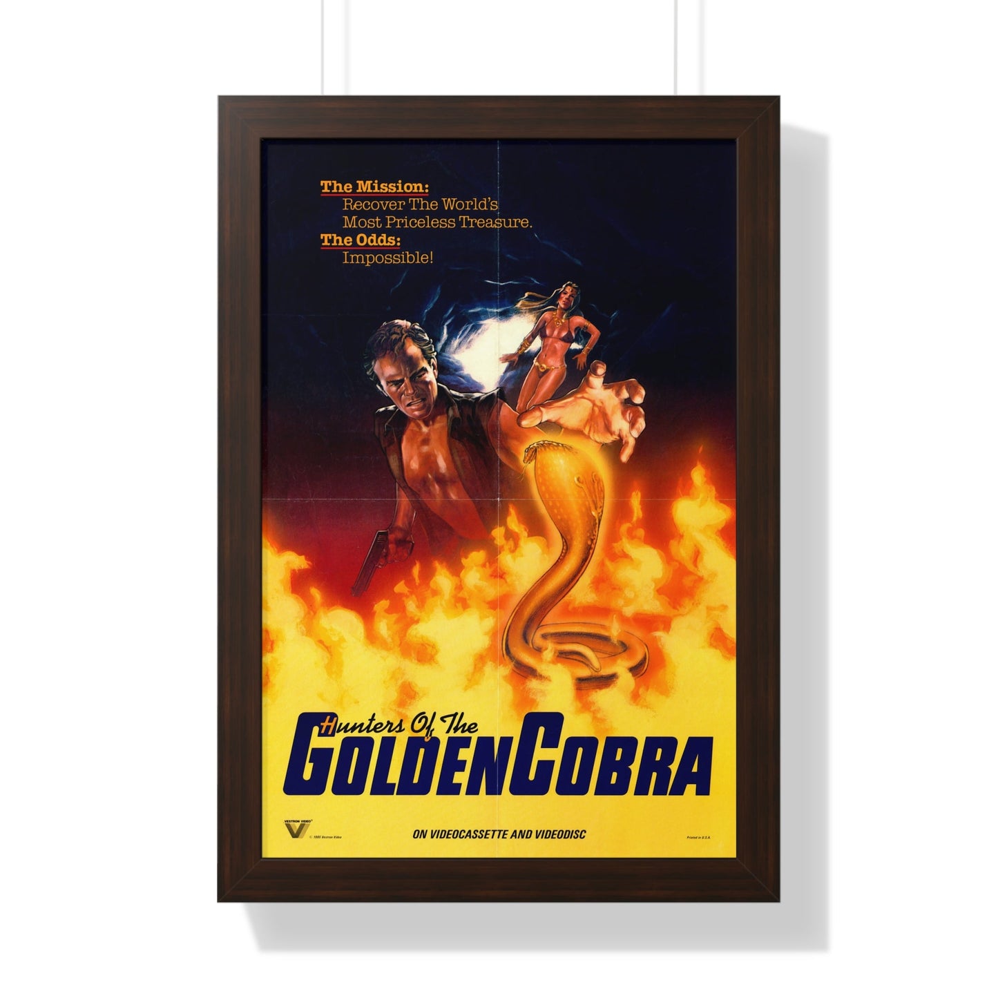 THE HUNTERS OF THE GOLDEN COBRA 1982 - Framed Movie Poster-16″ x 24″-The Sticker Space