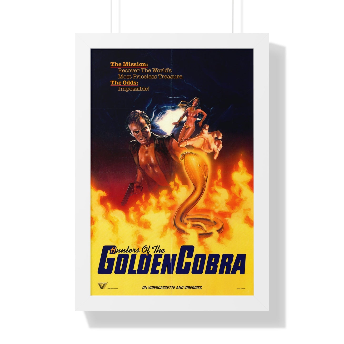 THE HUNTERS OF THE GOLDEN COBRA 1982 - Framed Movie Poster-16″ x 24″-The Sticker Space