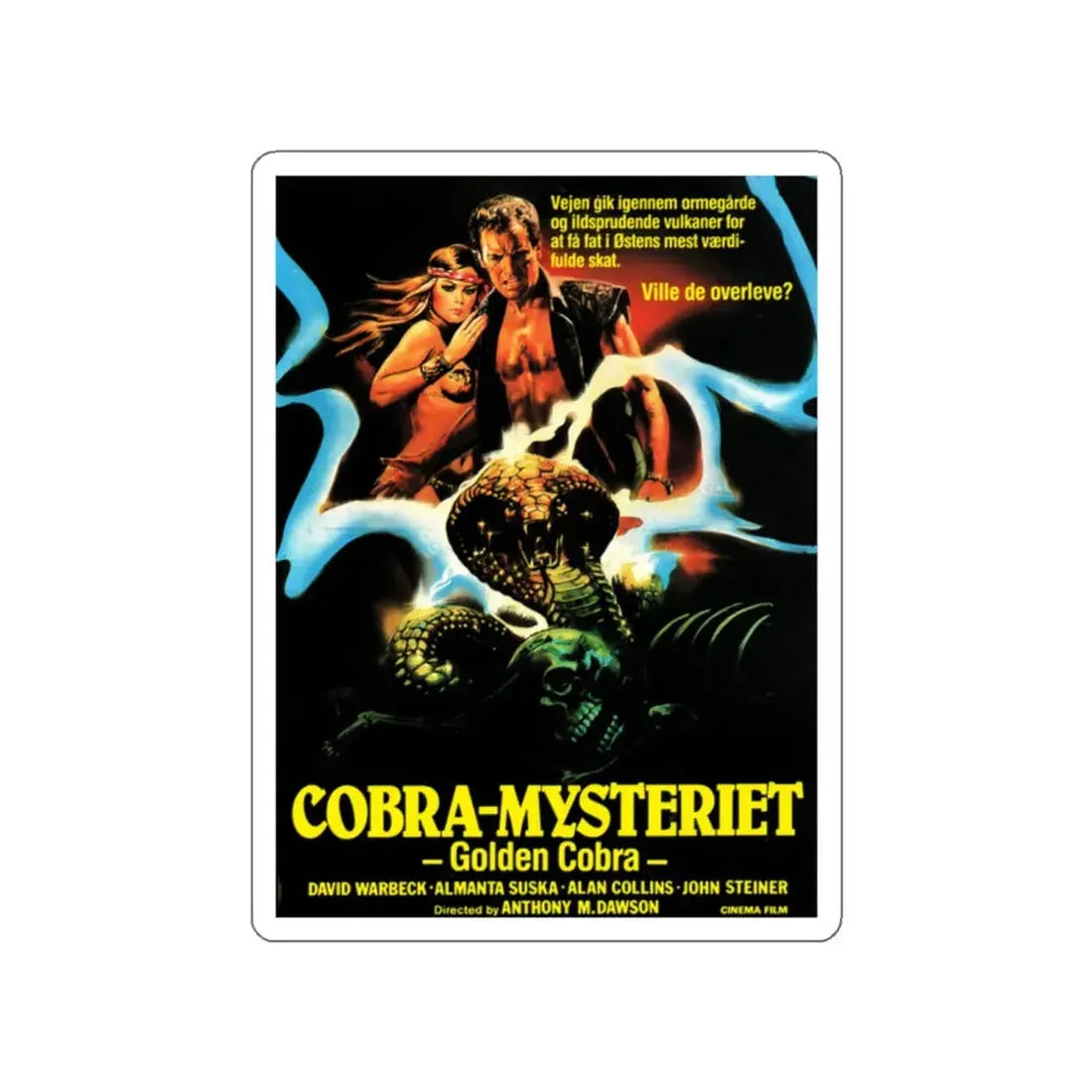 THE HUNTERS OF THE GOLDEN COBRA (DANISH) 1982 Movie Poster STICKER Vinyl Die-Cut Decal 2 Inch - The Sticker Space