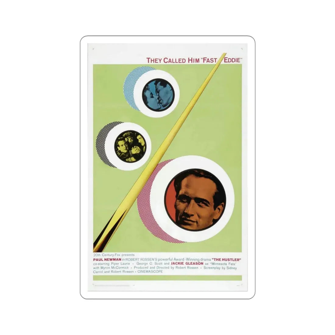 The Hustler 1961 Movie Poster STICKER Vinyl Die-Cut Decal 4 Inch - The Sticker Space