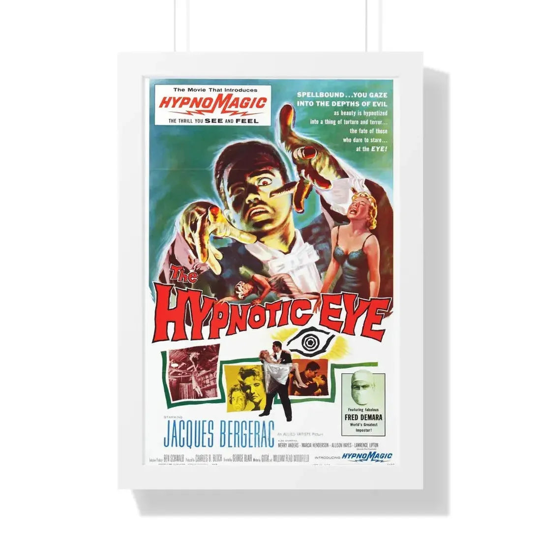 THE HYPNOTIC EYE 1960 - Framed Movie Poster 16″ x 24″ White - The Sticker Space