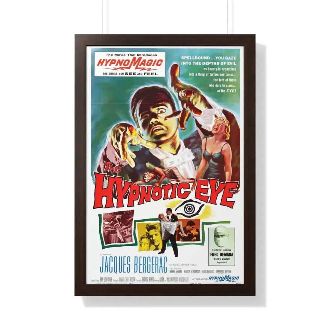 THE HYPNOTIC EYE 1960 - Framed Movie Poster 20" x 30" Walnut - The Sticker Space