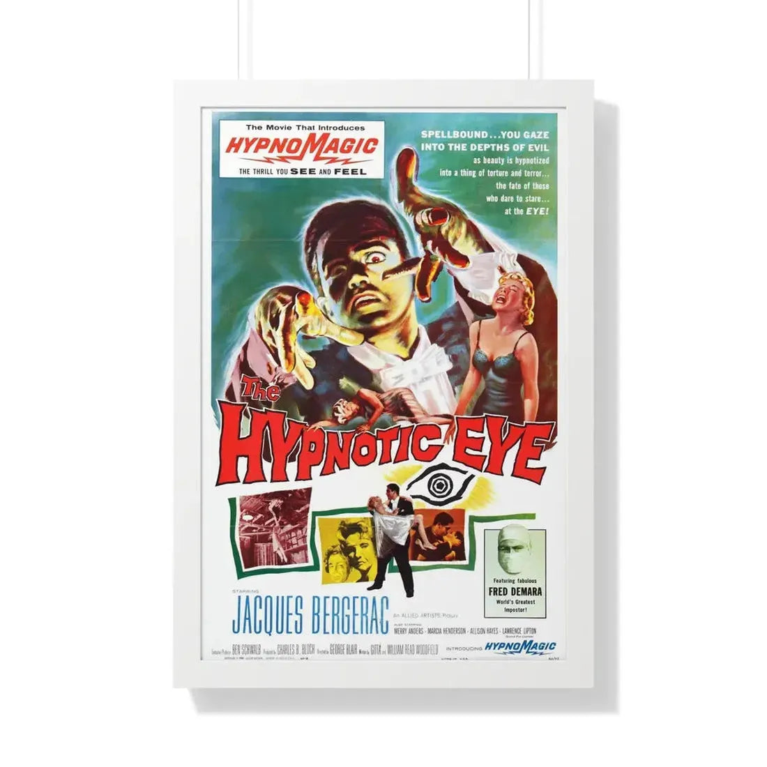 THE HYPNOTIC EYE 1960 - Framed Movie Poster 20" x 30" White - The Sticker Space