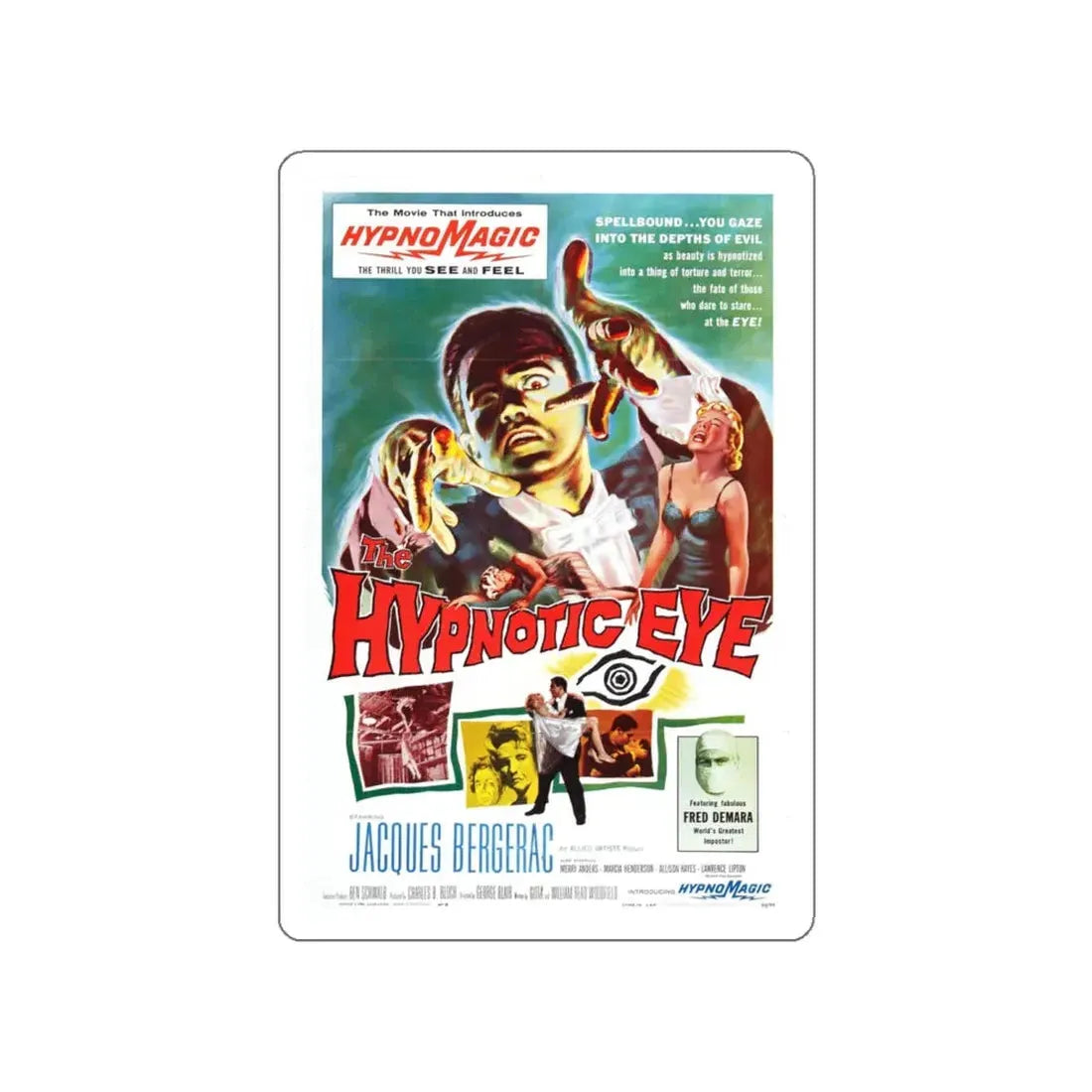 THE HYPNOTIC EYE 1960 Movie Poster STICKER Vinyl Die-Cut Decal 4 Inch - The Sticker Space