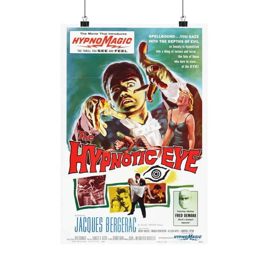 THE HYPNOTIC EYE 1960 - Paper Movie Poster 12″ x 18″ Matte - The Sticker Space
