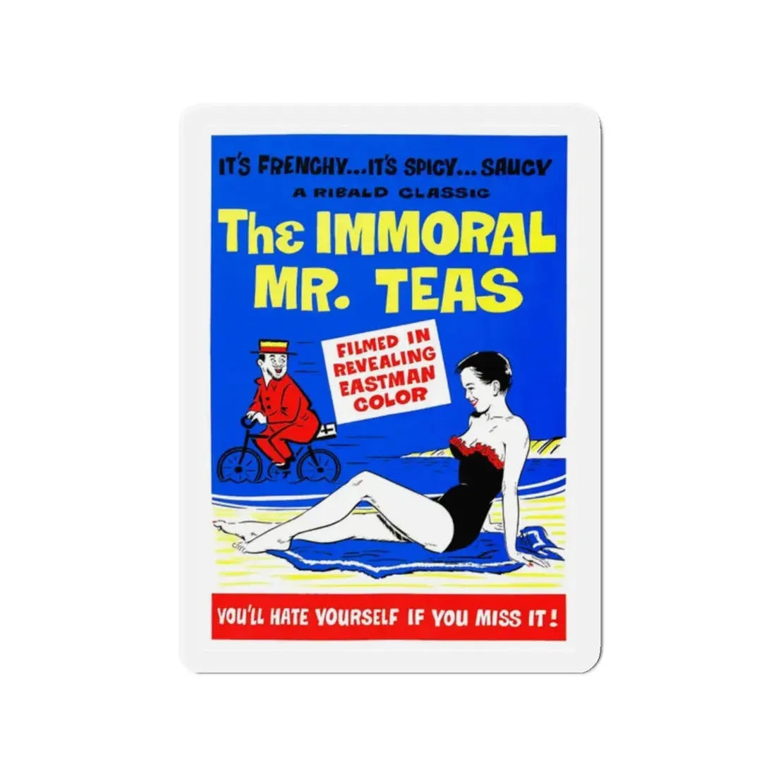 THE IMMORAL MR. TEAS 1959 Movie Poster - Refrigerator Magnet 2 Inch Die-Cut - The Sticker Space