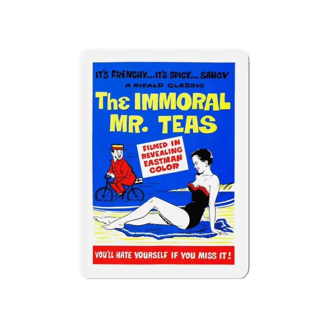 THE IMMORAL MR. TEAS 1959 Movie Poster - Refrigerator Magnet 3 Inch Die-Cut - The Sticker Space