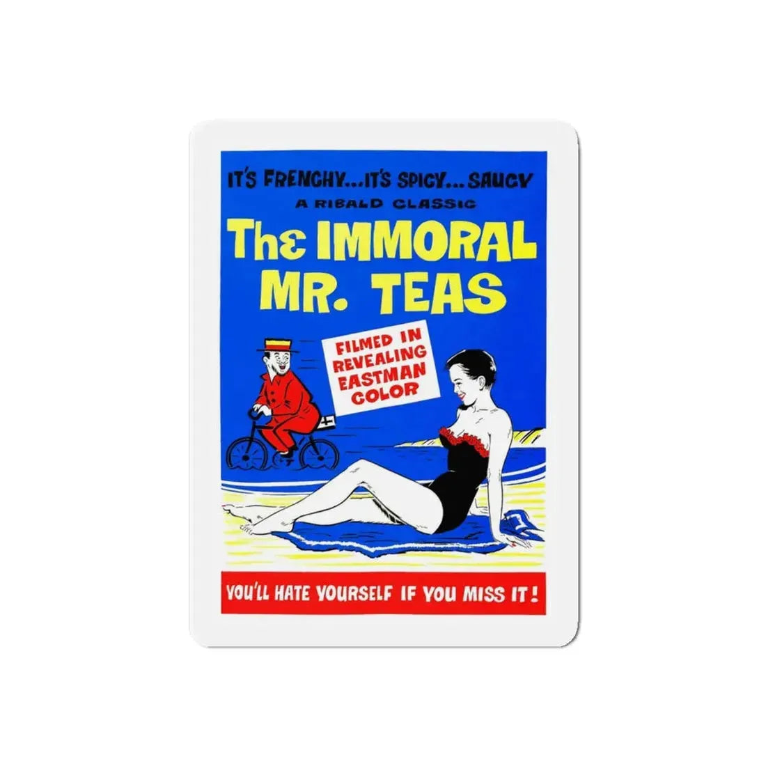 THE IMMORAL MR. TEAS 1959 Movie Poster - Refrigerator Magnet 4 Inch Die-Cut - The Sticker Space