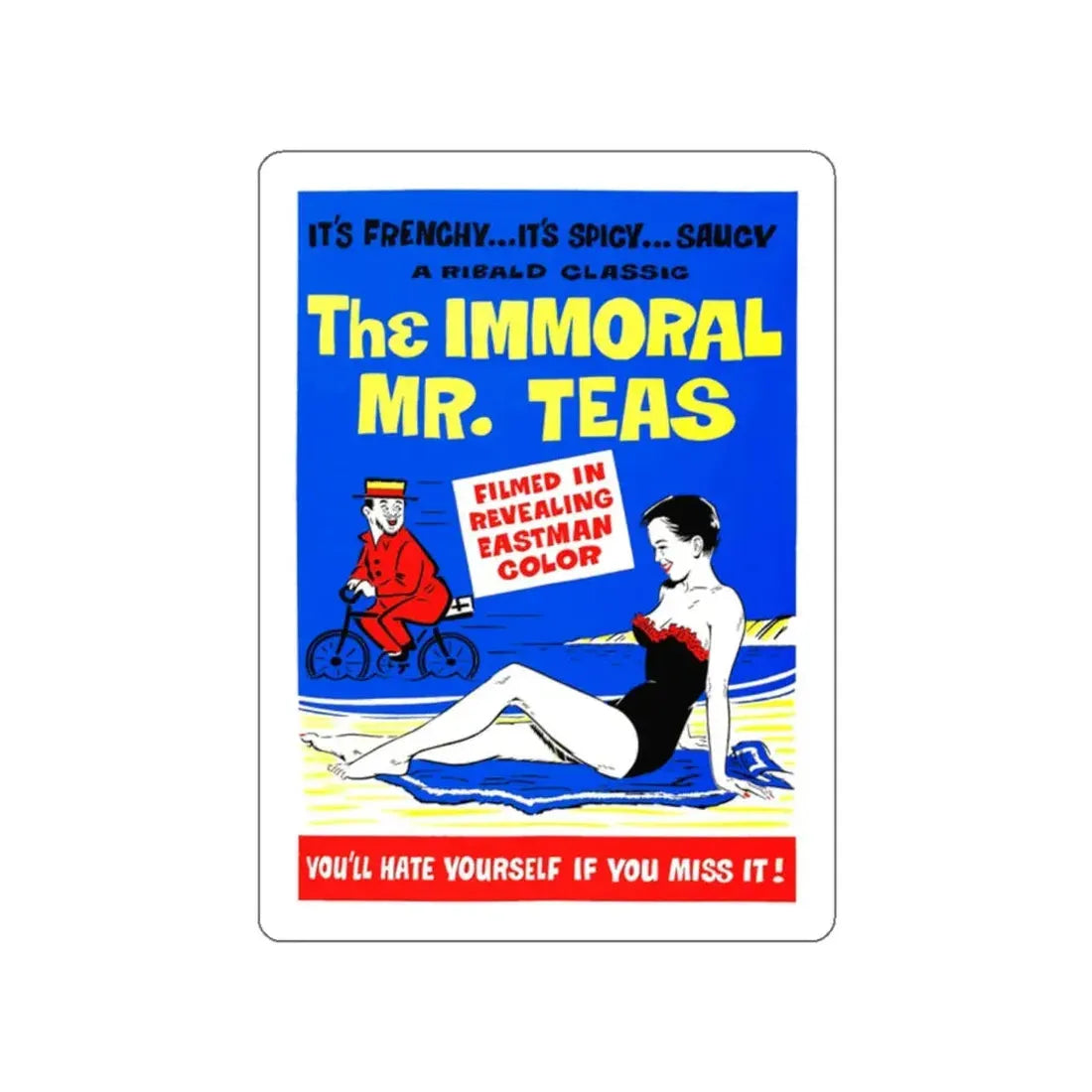 THE IMMORAL MR. TEAS 1959 Movie Poster STICKER Vinyl Die-Cut Decal 2 Inch - The Sticker Space