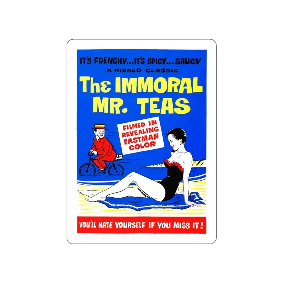 THE IMMORAL MR. TEAS 1959 Movie Poster STICKER Vinyl Die-Cut Decal 3 Inch - The Sticker Space