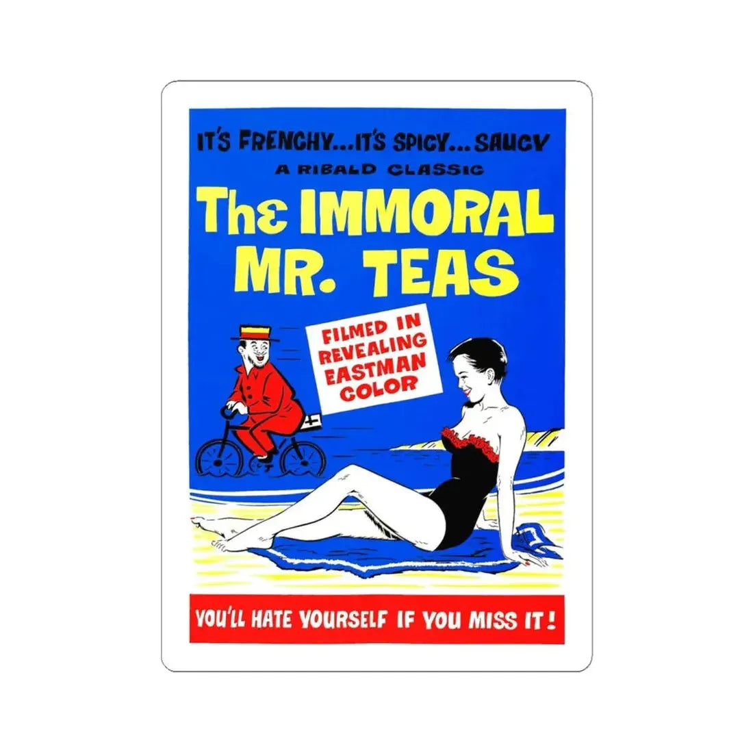 THE IMMORAL MR. TEAS 1959 Movie Poster - STICKER Vinyl Kiss-Cut Decal 6 Inch White - The Sticker Space