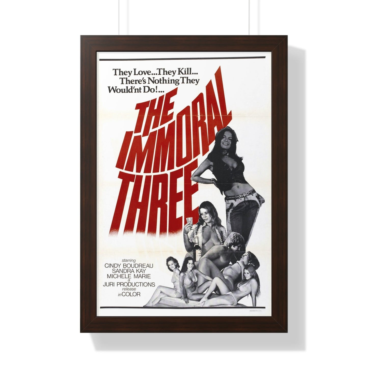 THE IMMORAL THREE 1975 - Framed Movie Poster-16″ x 24″-The Sticker Space