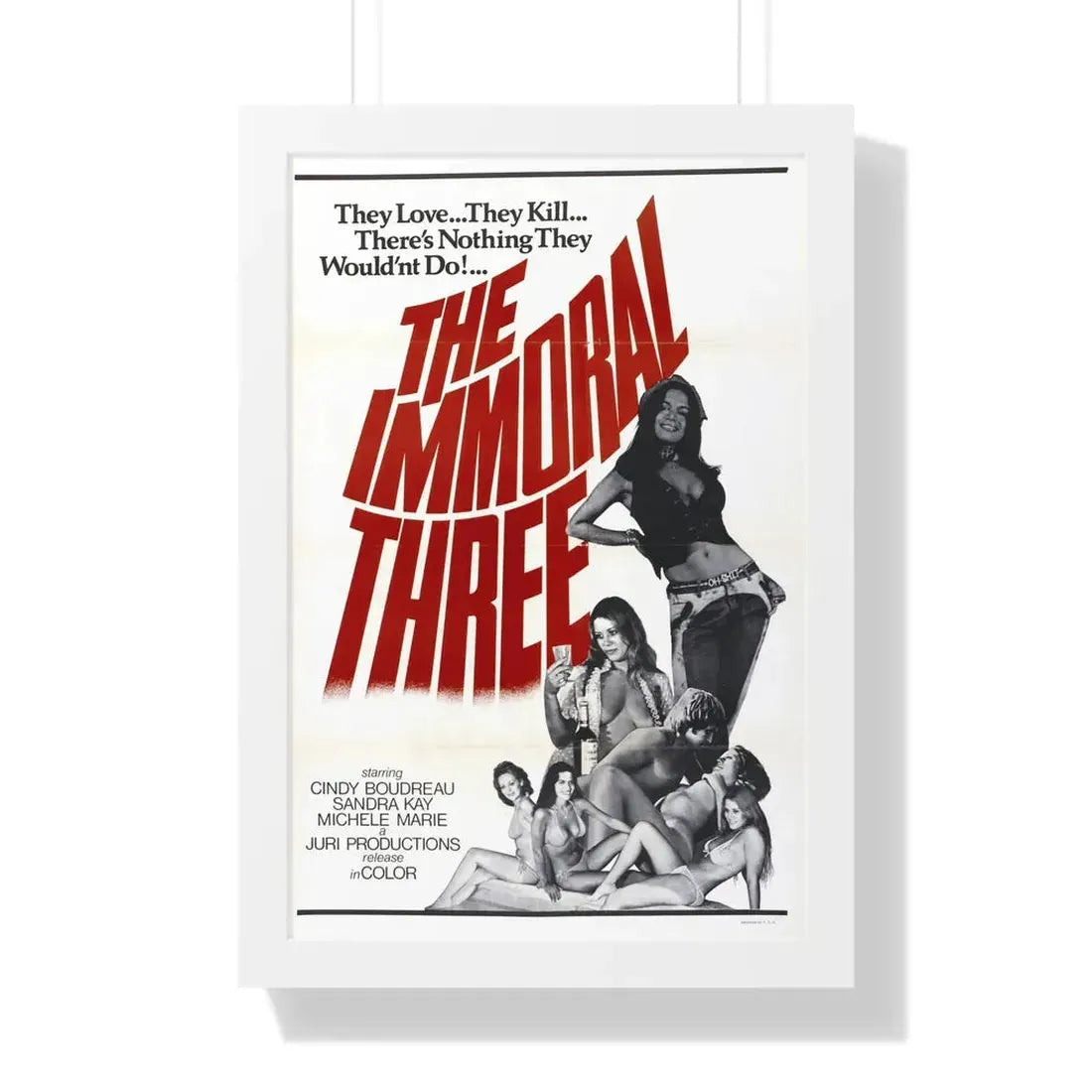 THE IMMORAL THREE 1975 - Framed Movie Poster 16″ x 24″ White - The Sticker Space