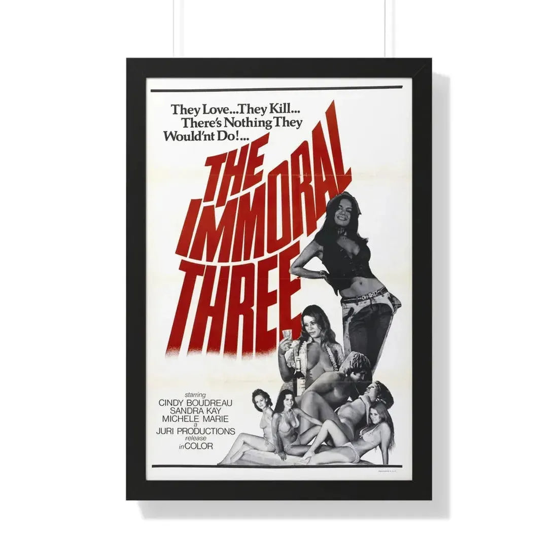 THE IMMORAL THREE 1975 - Framed Movie Poster 20" x 30" Black - The Sticker Space