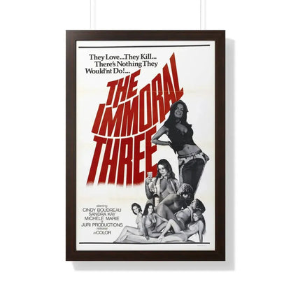 THE IMMORAL THREE 1975 - Framed Movie Poster 20" x 30" Walnut - The Sticker Space