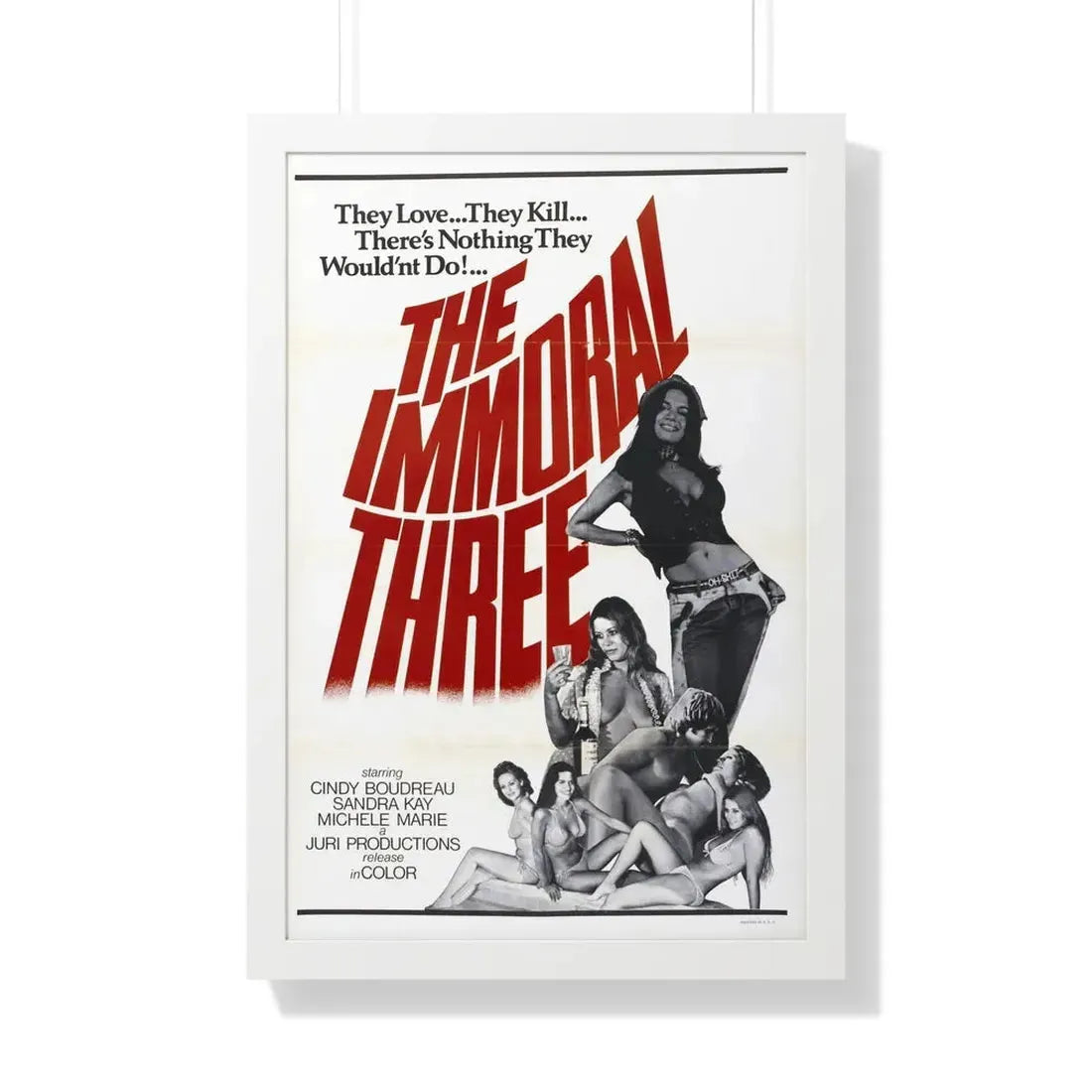 THE IMMORAL THREE 1975 - Framed Movie Poster 20" x 30" White - The Sticker Space