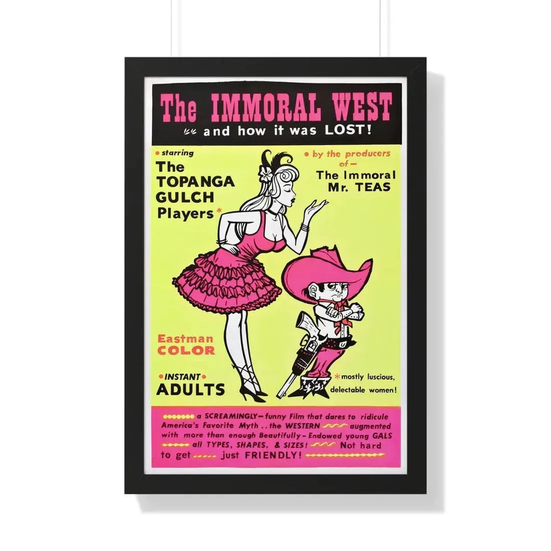 THE IMMORAL WEST 1962 - Framed Movie Poster 20" x 30" Black - The Sticker Space