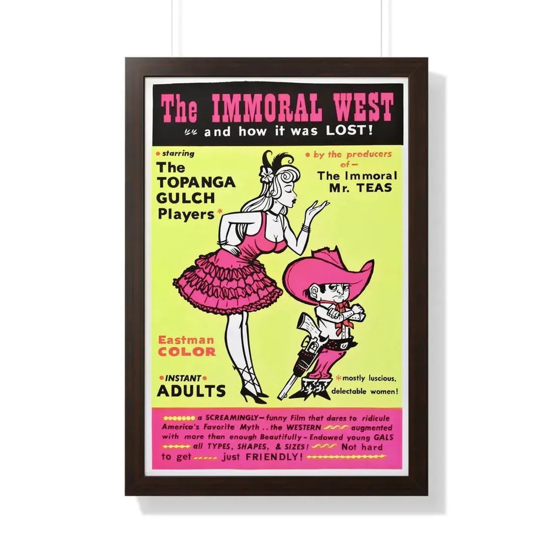 THE IMMORAL WEST 1962 - Framed Movie Poster 20" x 30" Walnut - The Sticker Space