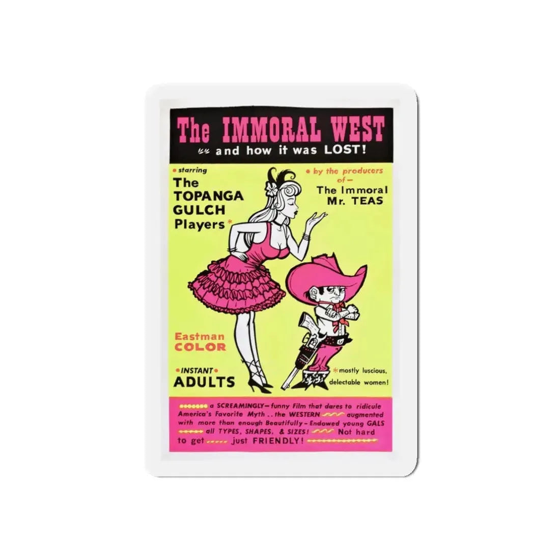 THE IMMORAL WEST 1962 Movie Poster - Refrigerator Magnet 3 Inch Die-Cut - The Sticker Space