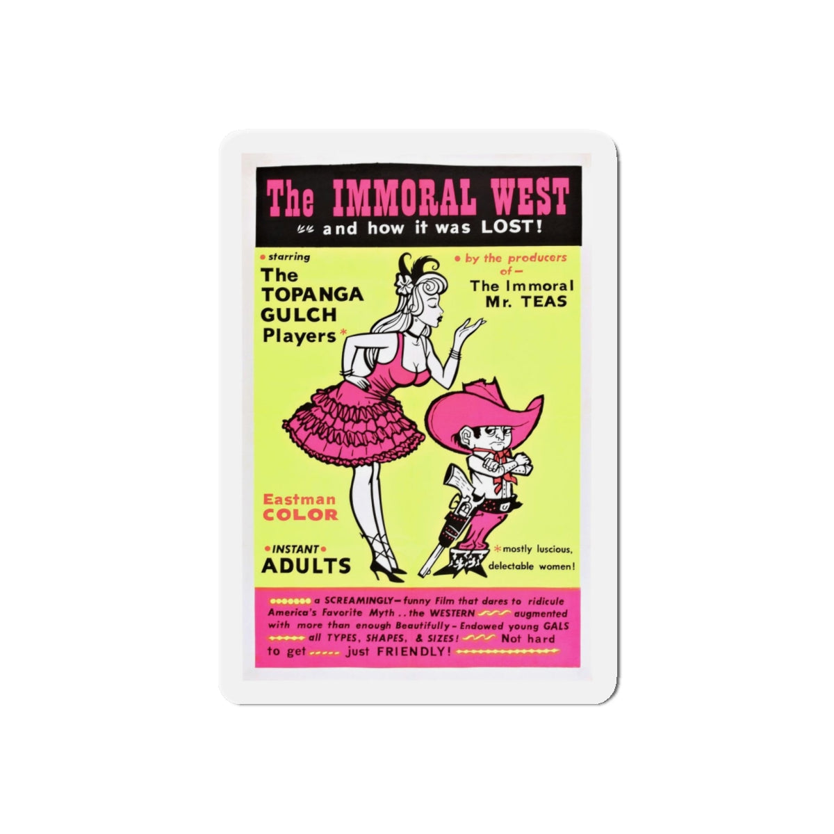 THE IMMORAL WEST 1962 Movie Poster - Refrigerator Magnet-4" x 4"-The Sticker Space