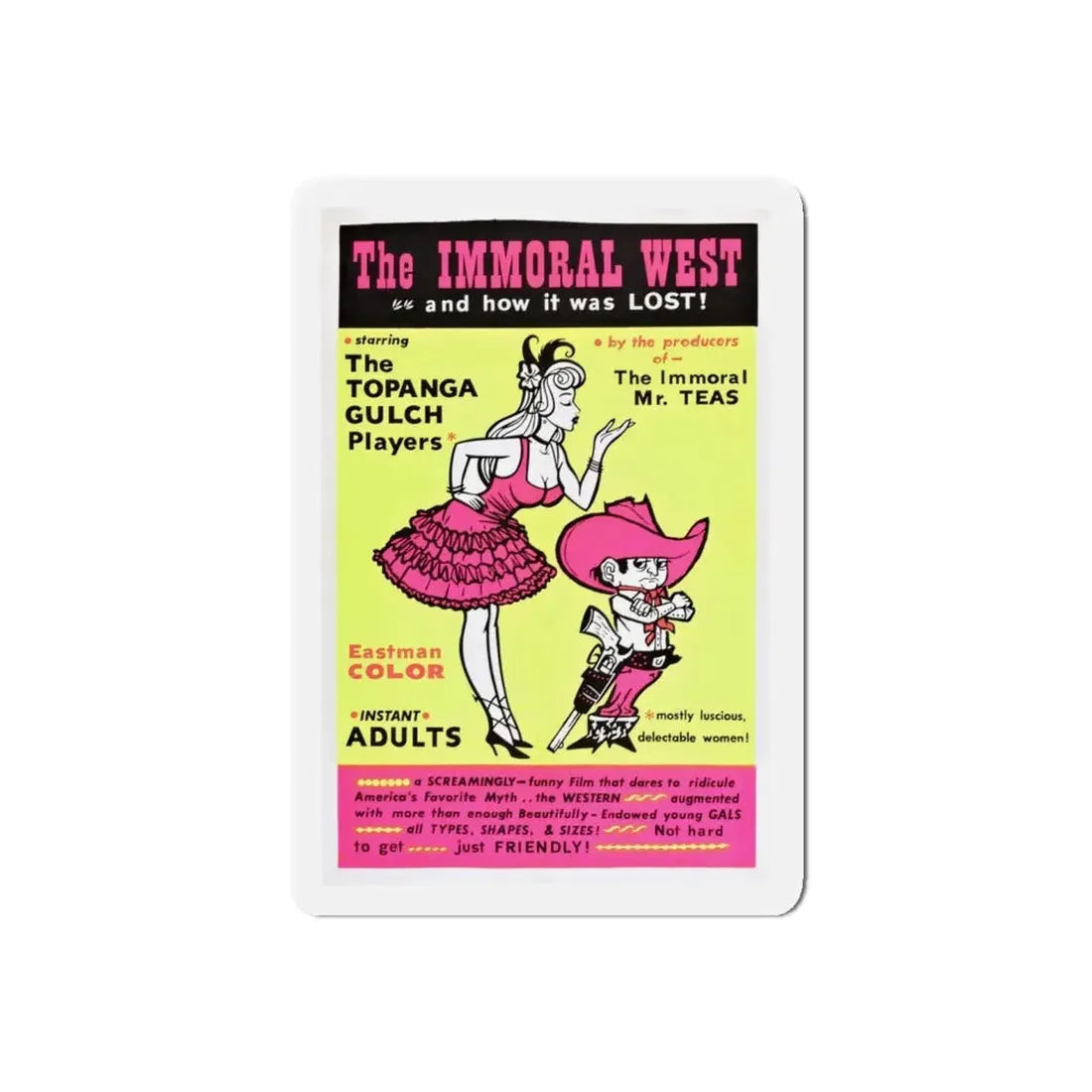 THE IMMORAL WEST 1962 Movie Poster - Refrigerator Magnet 5 Inch Die-Cut - The Sticker Space