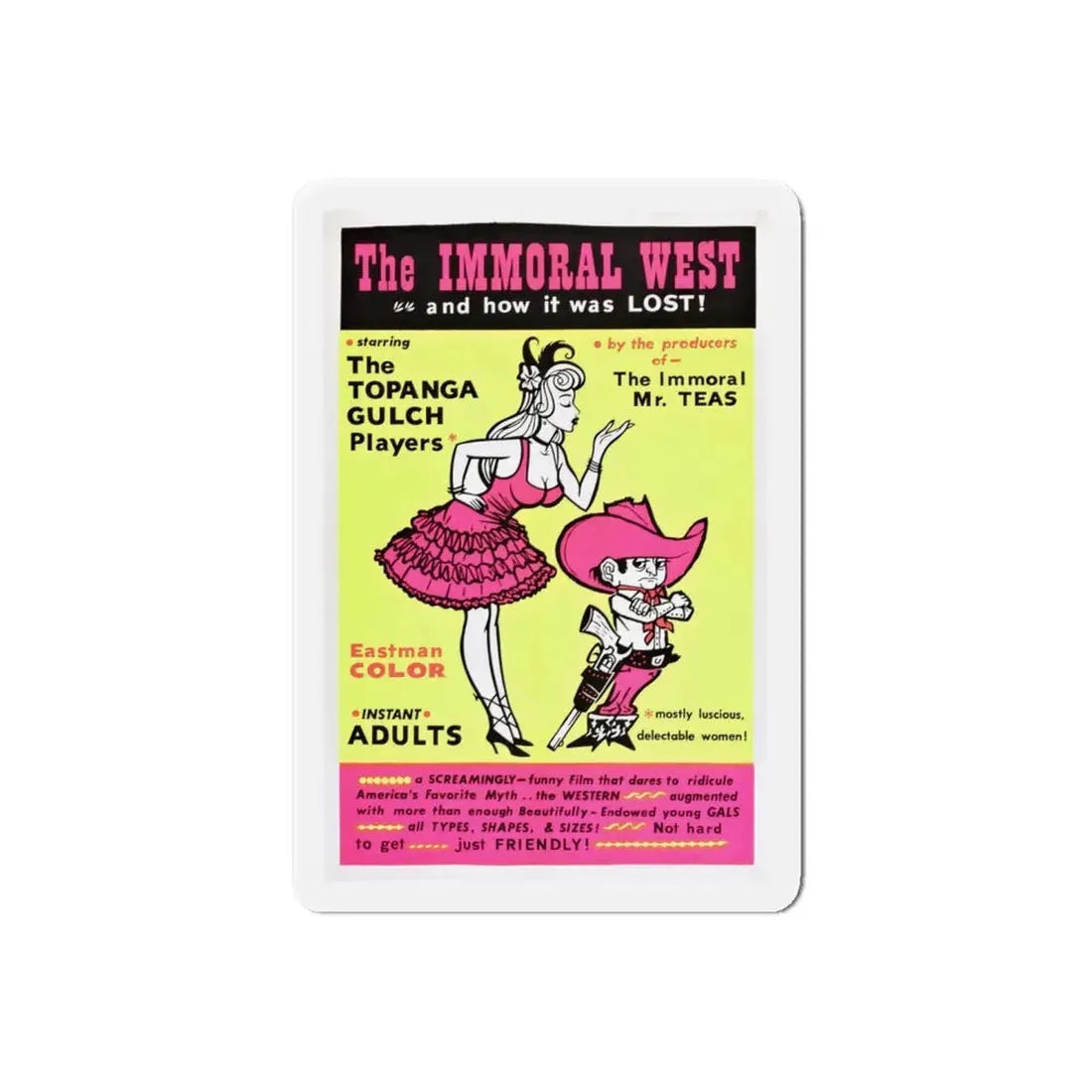 THE IMMORAL WEST 1962 Movie Poster - Refrigerator Magnet 6 Inch Die-Cut - The Sticker Space