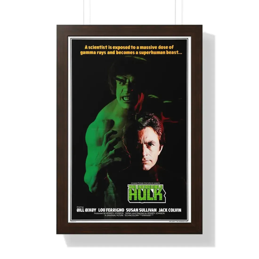 THE INCREDIBLE HULK (FERRIGNO) 1977 - Framed Movie Poster 16″ x 24″ Walnut - The Sticker Space