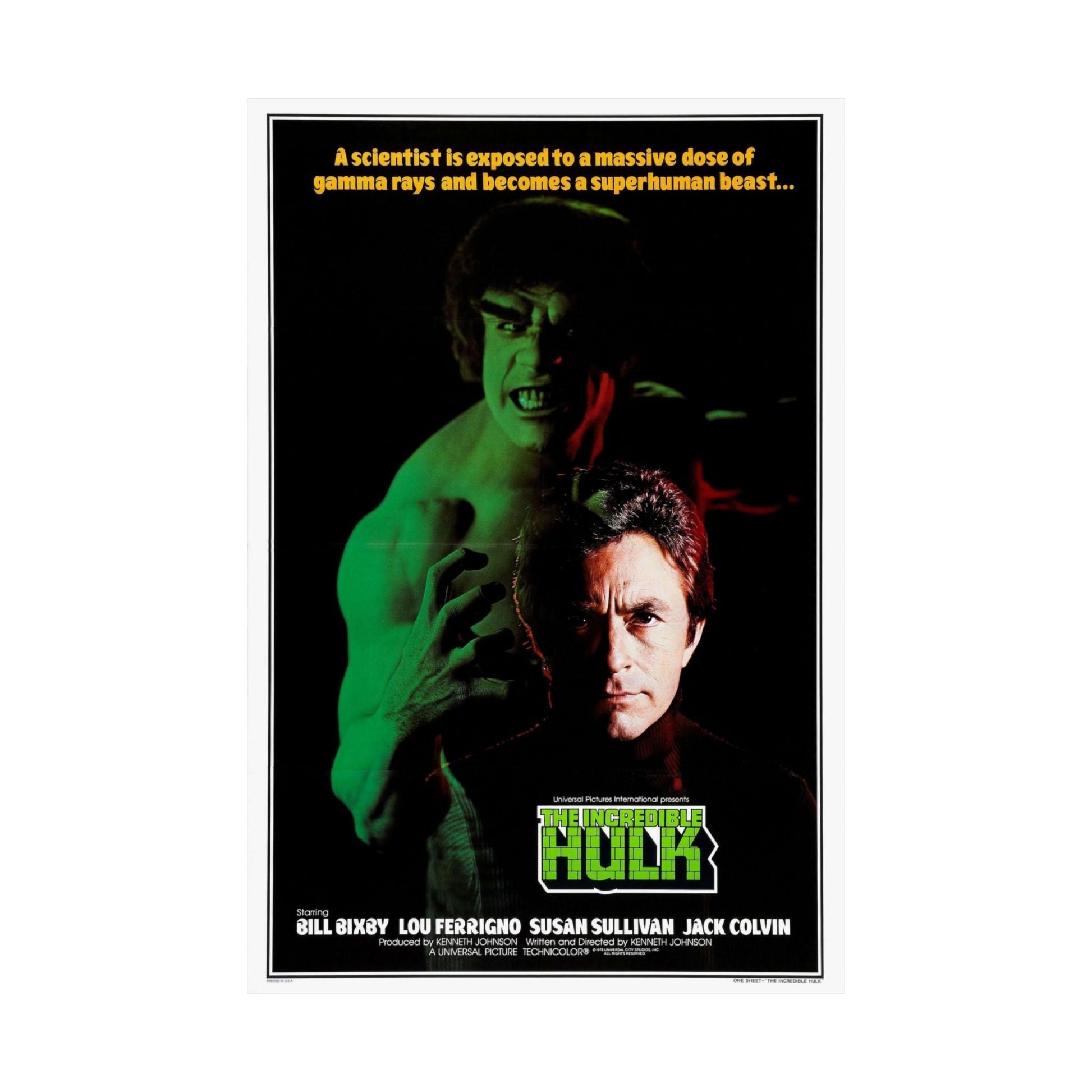 THE INCREDIBLE HULK (FERRIGNO) 1977 - Paper Movie Poster-The Sticker Space