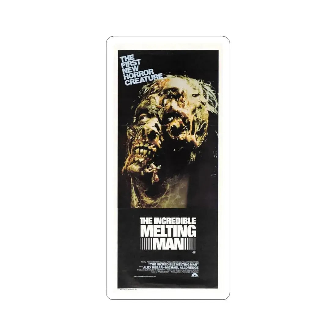 THE INCREDIBLE MELTING MAN 1977 Movie Poster - STICKER Vinyl Kiss-Cut Decal 4 Inch White - The Sticker Space