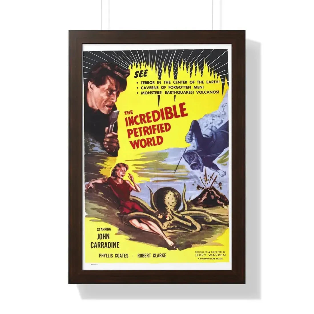 THE INCREDIBLE PETRIFIED WORLD 1959 - Framed Movie Poster 16″ x 24″ Walnut - The Sticker Space