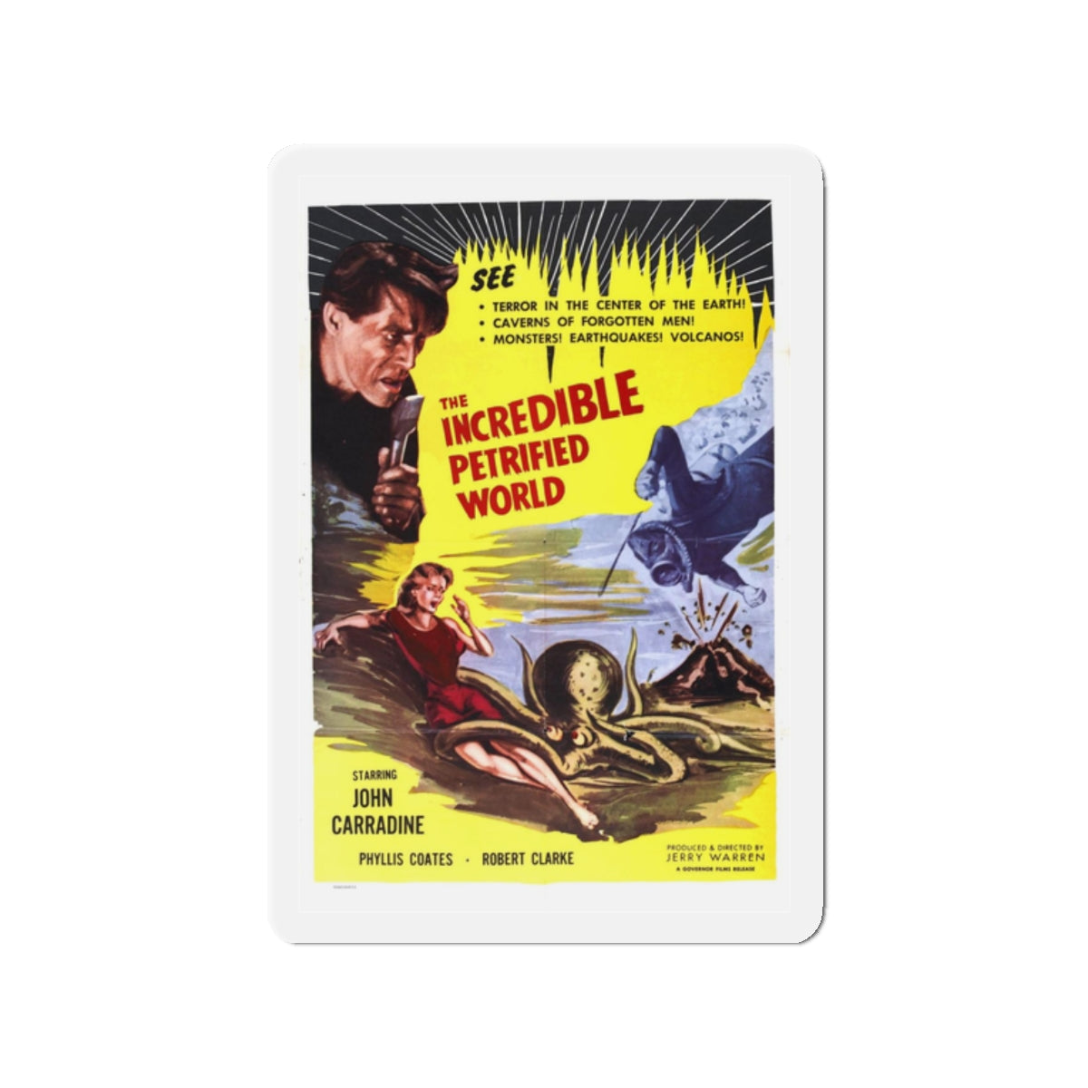 THE INCREDIBLE PETRIFIED WORLD 1959 Movie Poster - Refrigerator Magnet-2" x 2"-The Sticker Space