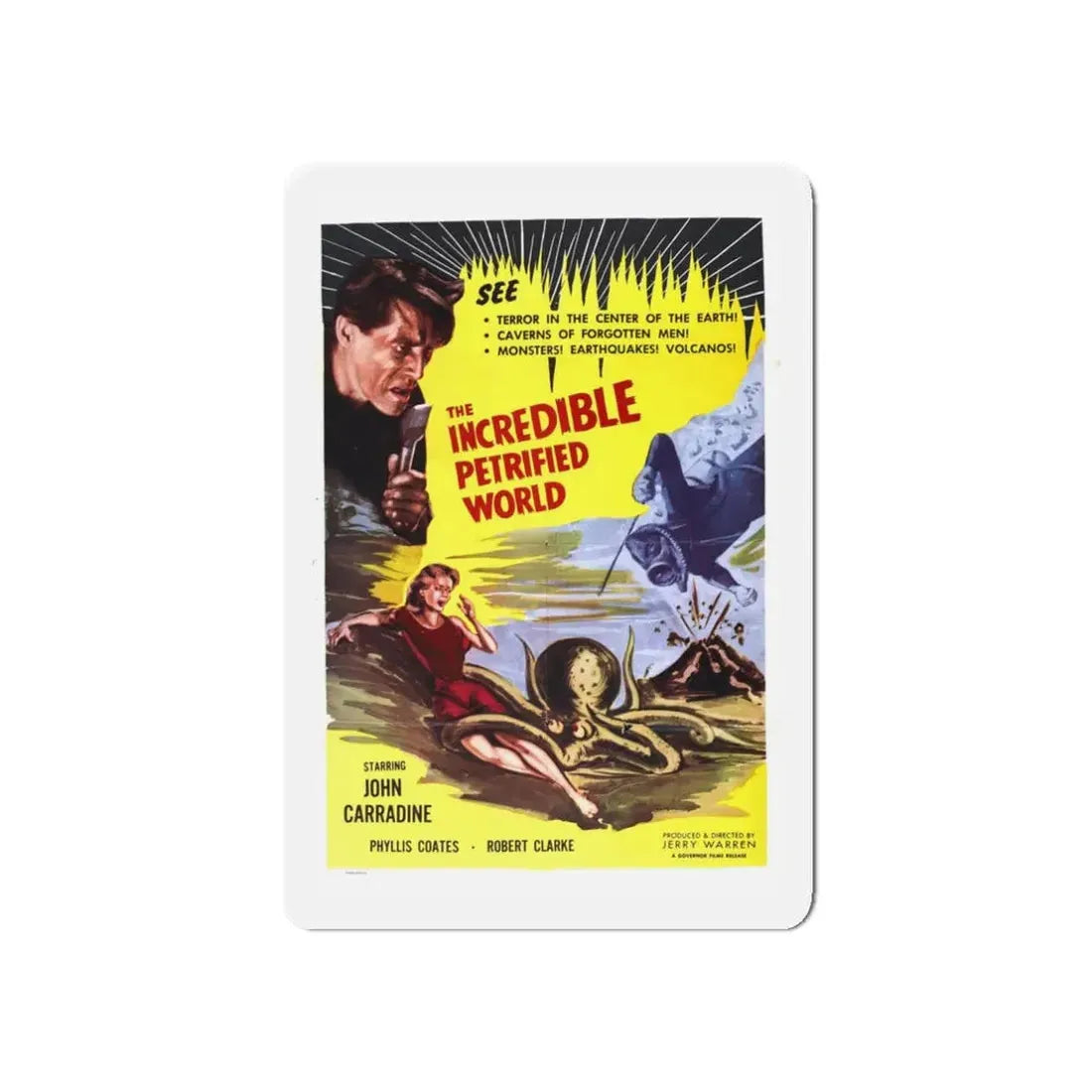 THE INCREDIBLE PETRIFIED WORLD 1959 Movie Poster - Refrigerator Magnet 3 Inch Die-Cut - The Sticker Space