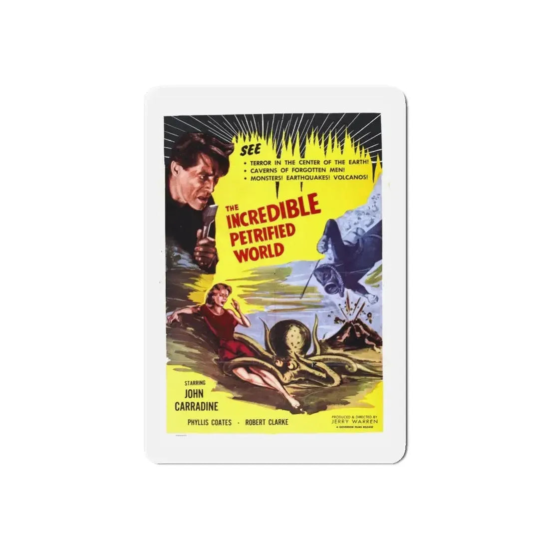 THE INCREDIBLE PETRIFIED WORLD 1959 Movie Poster - Refrigerator Magnet 4 Inch Die-Cut - The Sticker Space