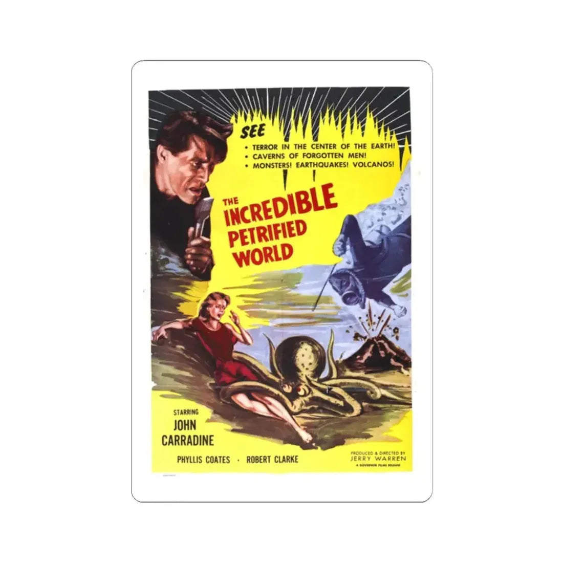 THE INCREDIBLE PETRIFIED WORLD 1959 Movie Poster - STICKER Vinyl Kiss-Cut Decal 2 Inch White - The Sticker Space