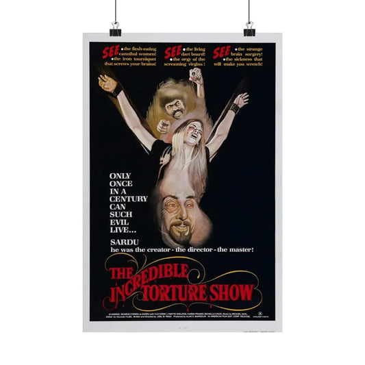 THE INCREDIBLE TORTURE SHOW (BLOODSUCKING FREAKS) 1976 - Paper Movie Poster 12″ x 18″ Matte - The Sticker Space