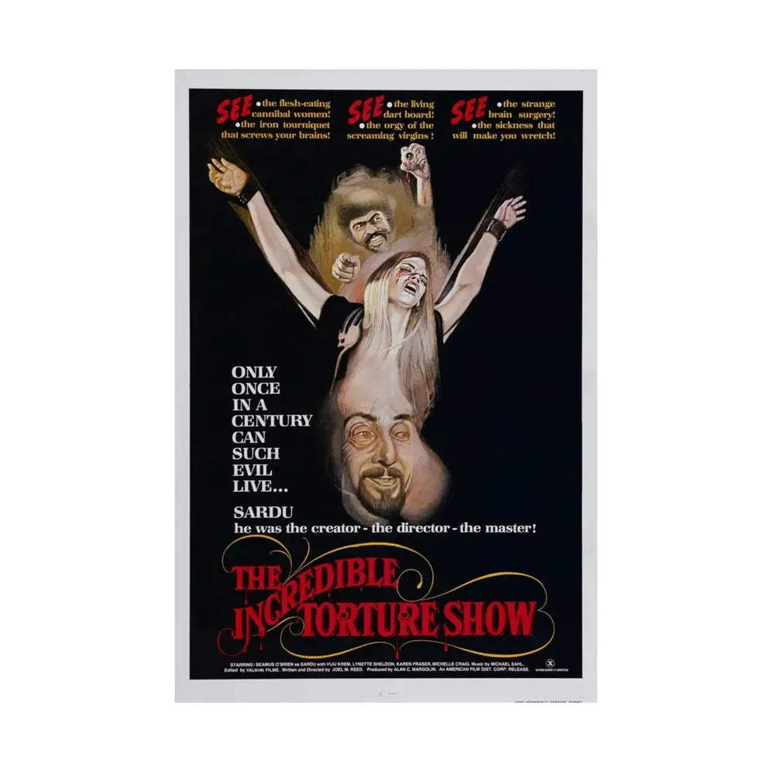 THE INCREDIBLE TORTURE SHOW (BLOODSUCKING FREAKS) 1976 - Paper Movie Poster - The Sticker Space